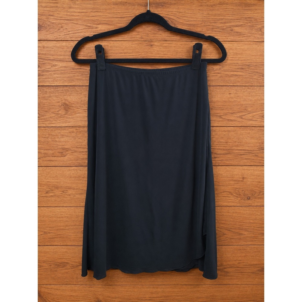 Womens Black A-Line Midi Skirt Classic Business Casual Stretch Comfort
